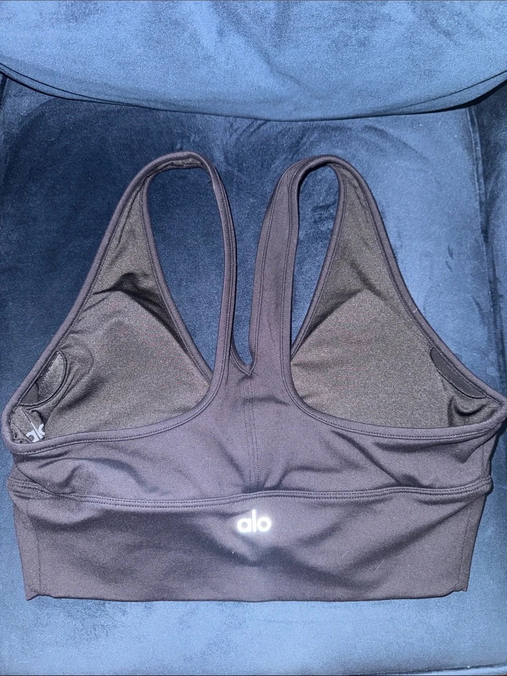 ALO Yoga Black Wild thing V-Neck Ruched Racerback Sports Bra size Medium